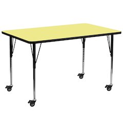Mobile 30''W x 72''L Yellow Thermal Activity Table - Standard Height Legs