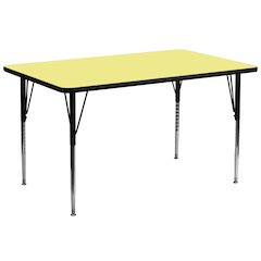 30''W x 72''L Yellow Thermal Activity Table - Standard Height Adjustable Legs