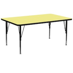 30''W x 72''L Yellow Thermal Activity Table - Height Adjustable Short Legs