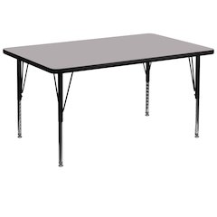 36''W x 72''L Grey Thermal Activity Table - Height Adjustable Short Legs