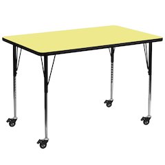 Mobile 36''W x 72''L Yellow Thermal Activity Table - Standard Height Legs