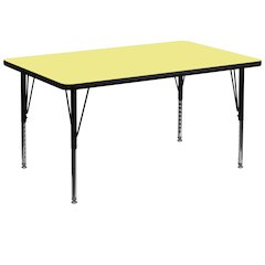 36''W x 72''L Yellow Thermal Activity Table - Height Adjustable Short Legs