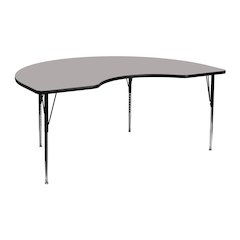 48''W x 72''L Kidney Grey HP Laminate Activity Table - Standard Height Adjustable Legs
