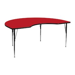 48''W x 72''L Kidney Red HP Activity Table - Standard Height Adjustable Legs