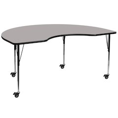 Mobile 48''W x 96''L Kidney Grey HP Activity Table - Standard Height Legs