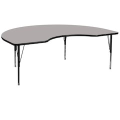 48''W x 96''L Kidney Grey HP Laminate Activity Table - Height Adjustable Short Legs