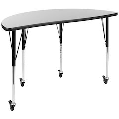 Mobile 47.5" Half Circle Grey Activity Table - Standard Height Legs