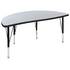 47.5" Half Circle Grey Thermal Activity Table - Height Short Legs