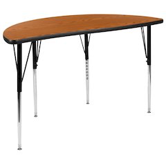 47.5" Half Circle Oak Thermal Activity Table - Standard Height Legs