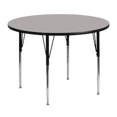48'' Round Grey HP Laminate Activity Table - Standard Height Adjustable Legs