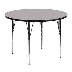 48'' Round Grey Thermal Laminate Activity Table - Standard Height Adjustable Legs