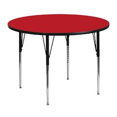 48'' Round Red HP Laminate Activity Table - Standard Height Adjustable Legs