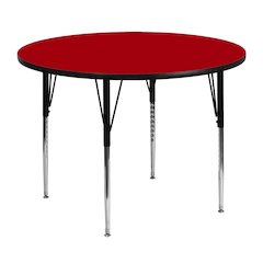 48'' Round Red Thermal Laminate Activity Table - Standard Height Adjustable Legs