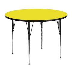 48'' Round Yellow HP Laminate Activity Table - Standard Height Adjustable Legs