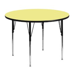 48'' Round Yellow Thermal Laminate Activity Table - Standard Height Adjustable Legs