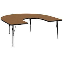 60''W x 66''L Horseshoe Oak Thermal Activity Table - Height Short Legs