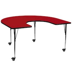 Mobile 60''W x 66''L Horseshoe Red Thermal Activity Table - Standard Height Legs