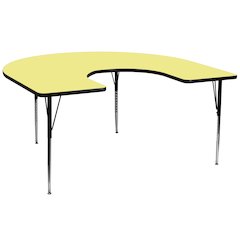 60''W x 66''L Horseshoe Yellow Thermal Activity Table - Standard Height Legs