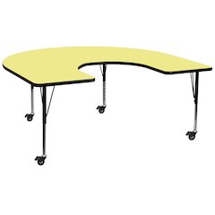 Mobile 60''W x 66''L Horseshoe Yellow Thermal Activity Table - Height Short Legs
