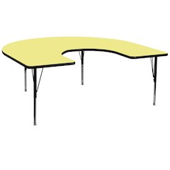 60''W x 66''L Horseshoe Yellow Thermal Activity Table - Height Short Legs