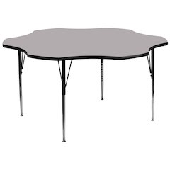 60'' Flower Grey Thermal Laminate Activity Table - Standard Height Adjustable Legs