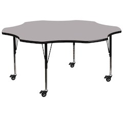 Mobile 60'' Flower Grey Thermal Activity Table - Height Adjustable Short Legs