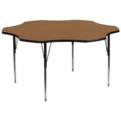 60'' Flower Oak Thermal Activity Table - Standard Height Adjustable Legs