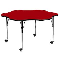 Mobile 60'' Flower Red Thermal Activity Table - Standard Height Adjustable Legs