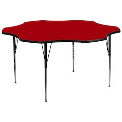 60'' Flower Red Thermal Laminate Activity Table - Standard Height Adjustable Legs