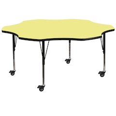 Mobile 60'' Flower Yellow Thermal Activity Table - Height Adjustable Short Legs