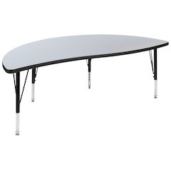 60" Half Circle Grey Thermal Activity Table - Height Short Legs