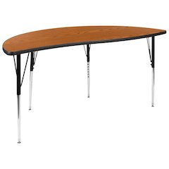 60" Half Circle Oak Thermal Activity Table - Standard Height Legs