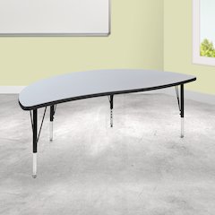 60" Half Circle Oak Thermal Activity Table - Height Short Legs