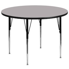 60'' Round Grey Thermal Laminate Activity Table - Standard Height Adjustable Legs