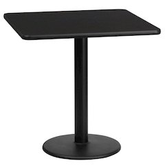 24'' Square Black Laminate Table Top with 18'' Round Table Height Base