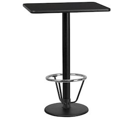 24'' x 30'' Black Table Top with 18'' Round Bar Height Table Base and Foot Ring