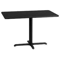 24'' x 42'' Rectangular Black Table Top with 23.5'' x 29.5'' Table Height Base