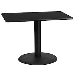 24'' x 42'' Rectangular Black Table Top with 24'' Round Table Height Base