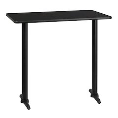 30'' x 42'' Rectangular Black Table Top with 5'' x 22'' Bar Height Table Bases