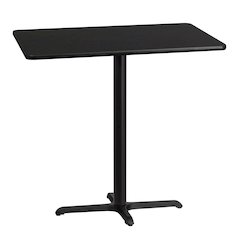 30'' x 42'' Rectangular Black Laminate Table Top with 23.5'' x 29.5'' Bar Height Table Base