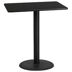 30'' x 42'' Rectangular Black Table Top with 24'' Round Bar Height Table Base