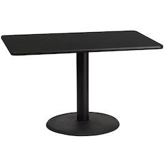 30'' x 48'' Rectangular Black Table Top with 24'' Round Table Height Base