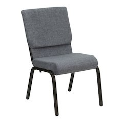 18.5''W Stacking Church Chair in Gray Fabric - Gold Vein Frame