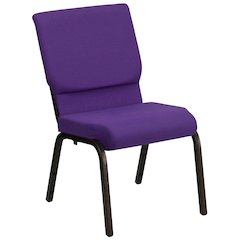 18.5''W Stacking Church Chair in Purple Fabric - Gold Vein Frame