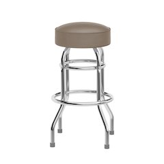 Bruno Double Ring Chrome Barstool with Beige Seat