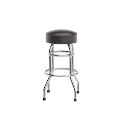 Bruno Double Ring Chrome Barstool with Dark Brown Seat