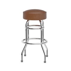 Bruno Double Ring Chrome Barstool with Weathered Brown Seat