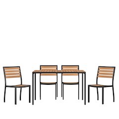 5 Piece Patio Table Set - Poly Slats - 30" x 48" Table with 4 Stackable Chairs