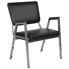 1000 lb. Rated Black Medical Reception Arm Chair with 3/4 Panel Back