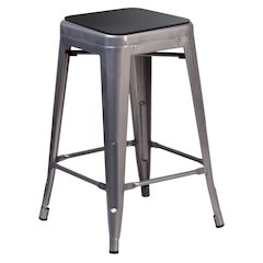 24" Silver Antique Finish with Clear Coat Metal Backless Counter Height Stool